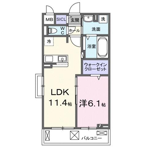 ノルド フィウーメ(1LDK/3階)の間取り写真