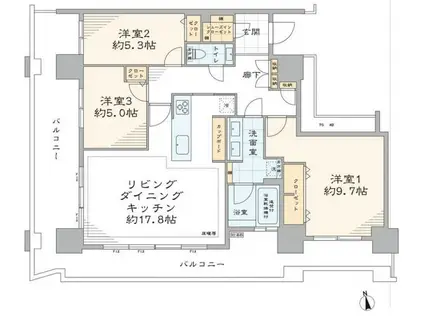 パークタワー品川ベイワード(3LDK/21階)の間取り写真