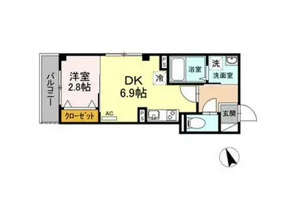 エテルノ幅下(1DK/4階)の間取り写真