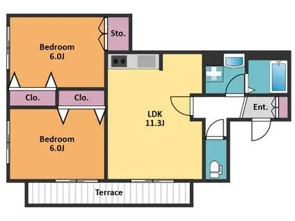 メゾン U(2LDK/1階)の間取り写真