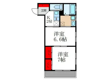 ウイステリア弐番館(2K/4階)の間取り写真