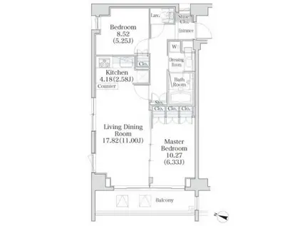パークフラッツ市谷台町坂(2LDK/2階)の間取り写真
