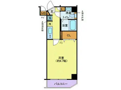 ディアレイシャス木場公園(1K/3階)の間取り写真