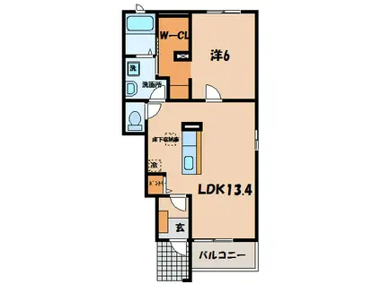 エンブレイス今川A・B・C(1LDK/1階)の間取り写真