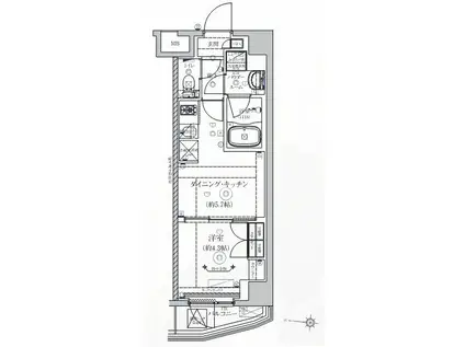 ヴォーガコルテ西新宿五丁目(1DK/3階)の間取り写真