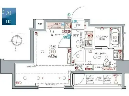 クレヴィスタ中野新橋(1K/3階)の間取り写真