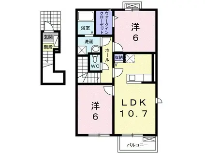 ルース・デラ・プレッソ I(2LDK/2階)の間取り写真