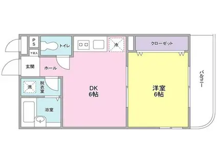 ブルーシャトー戸越(1DK/5階)の間取り写真