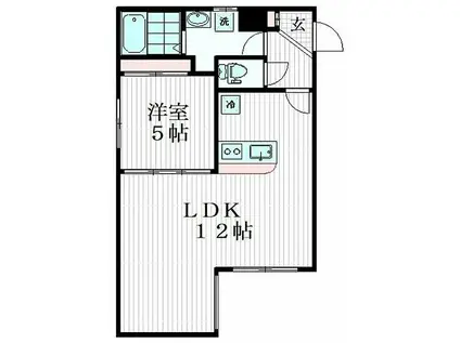 コンフォシード東坂下(1LDK/4階)の間取り写真