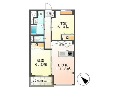 アローズ(2LDK/1階)の間取り写真