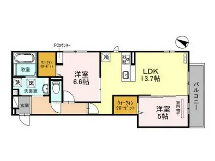 RAFFINATO金剛(2LDK/1階)の間取り写真
