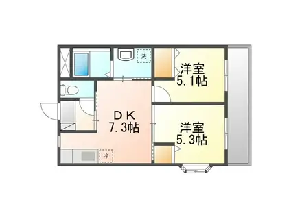 ココ・シェルジュ(2DK/3階)の間取り写真