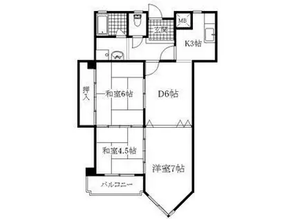 フルーヴェ1番館(2LDK/3階)の間取り写真