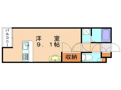 ミランダ広渡(1K/1階)の間取り写真