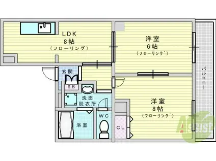 JMRレジデンス新大阪 (2DK/3階)の間取り写真