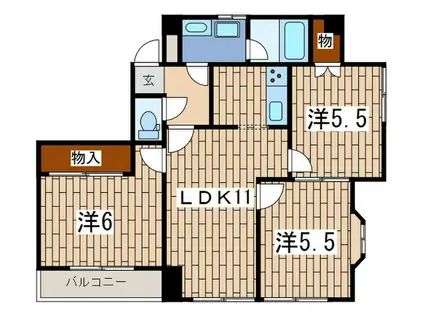 しんせんフラット(3LDK/4階)の間取り写真