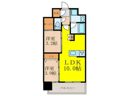 コンフォリア新大阪宮原Q(2LDK/6階)の間取り写真