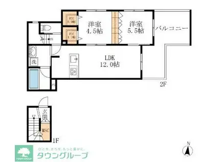 メゾン・ド・ファミーユ(2LDK/2階)の間取り写真