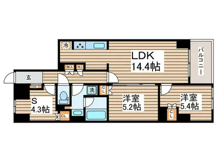 サンジョイアゼロ(2SLDK/5階)の間取り写真