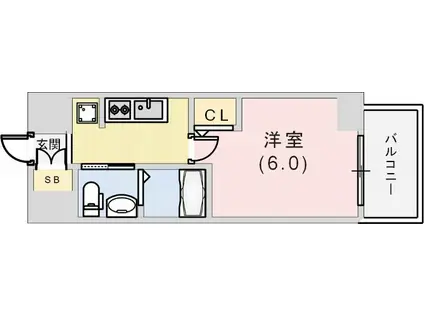 エステムプラザ神戸西IVインフィニティ(1K/6階)の間取り写真