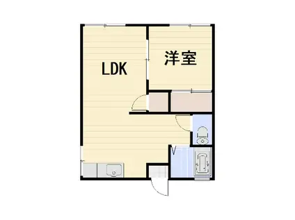 イシダハイム(1LDK/2階)の間取り写真