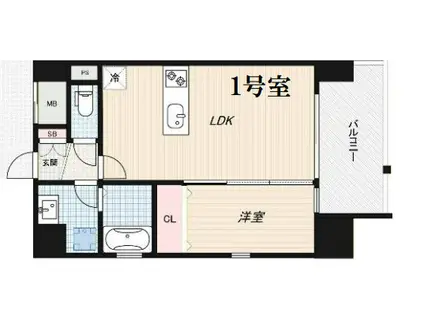 ALZA北堀江(1LDK/10階)の間取り写真