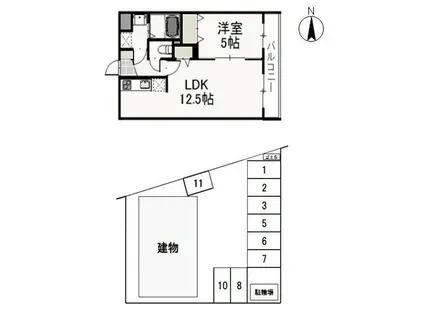 サウスコート西市(1LDK/2階)の間取り写真