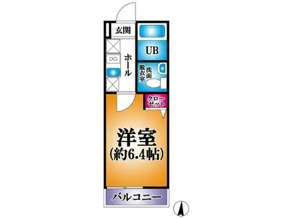 ウエストガーデン吉川高富I(1K/3階)の間取り写真