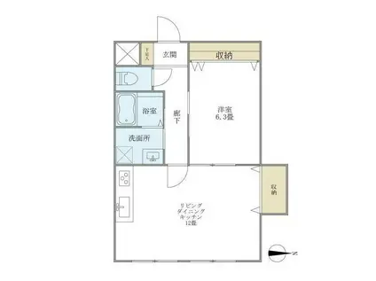 グランドール梶山(1LDK/1階)の間取り写真