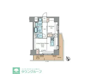 ラグゼナ北千住II(1LDK/10階)の間取り写真
