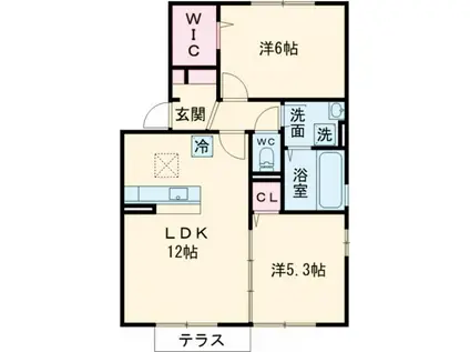 ウィットエブリ D棟(2LDK/1階)の間取り写真