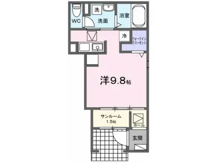 ファレノプシスII(ワンルーム/1階)の間取り写真