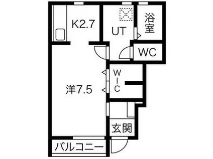 エルシオン A棟(1K/1階)の間取り写真
