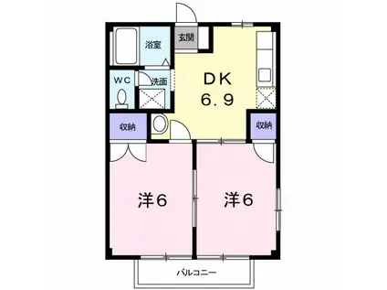 ヴェルドミール野田II(2DK/2階)の間取り写真