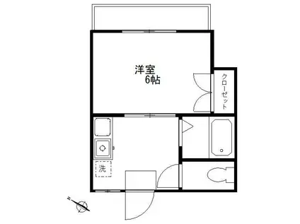 番場ビル(1K/4階)の間取り写真