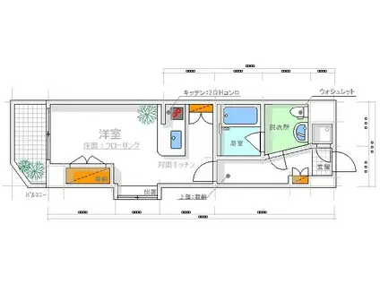 オリエントビル ウエストタワーNO.77(1K/9階)の間取り写真