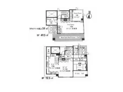 ハーベストハウス円山(4LDK/8階)の間取り写真