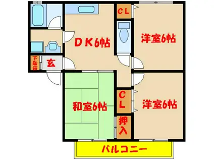 ソフィア清水A棟(3DK/2階)の間取り写真