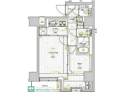 PREMIUM CUBE 両国DEUX(1LDK/2階)の間取り写真
