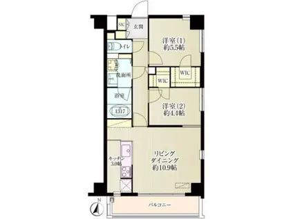 アリビオテラス芦花公園(2LDK/5階)の間取り写真