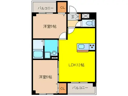 ルミエール(2LDK/1階)の間取り写真