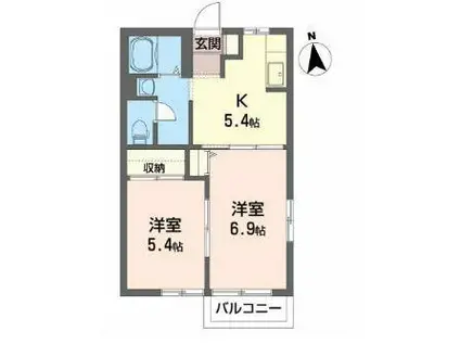 パレス・アザレアA(2K/2階)の間取り写真