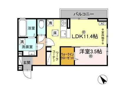 リビエールII(1LDK/1階)の間取り写真