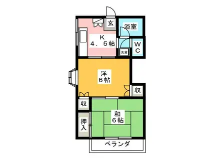 トップヒル(2K/2階)の間取り写真