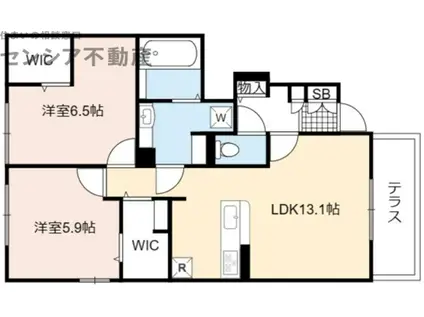 MASION CALME I(2LDK/1階)の間取り写真