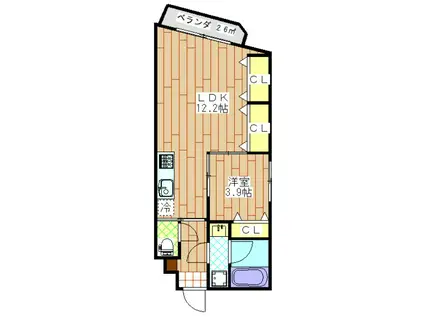 グリシーヌ千葉(1LDK/5階)の間取り写真