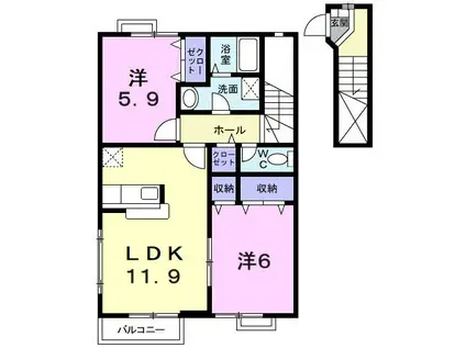 ミニョンS-II(2LDK/2階)の間取り写真