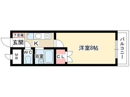 ジュネス藤原(1K/4階)の間取り写真