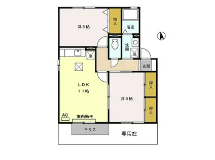 リシェスM(2LDK/1階)の間取り写真