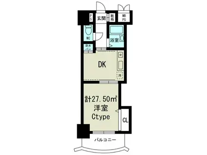 ノルデンハイム東三国(1DK/4階)の間取り写真